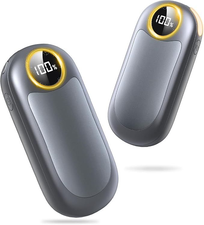 Hand Warmers Rechargeable 2 Pack, Dual Sided Electric Hand Warmer, 20Hrs Warmth, 8 Heating Mode, Portable Charging Pocket Heater for Men, Women, Raynauds, Camp, Hunting, Golf