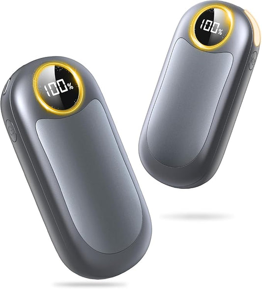 Hand Warmers Rechargeable 2 Pack, Dual Sided Electric Hand Warmer, 20Hrs Warmth, 8 Heating Mode, Portable Charging Pocket Heater for Men, Women, Raynauds, Camp, Hunting, Golf