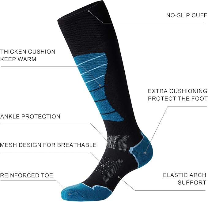 CS CELERSPORT 2/3/4 Pack Ski Socks for Men and Women Skiing, Snowboarding, Winter Performance Socks