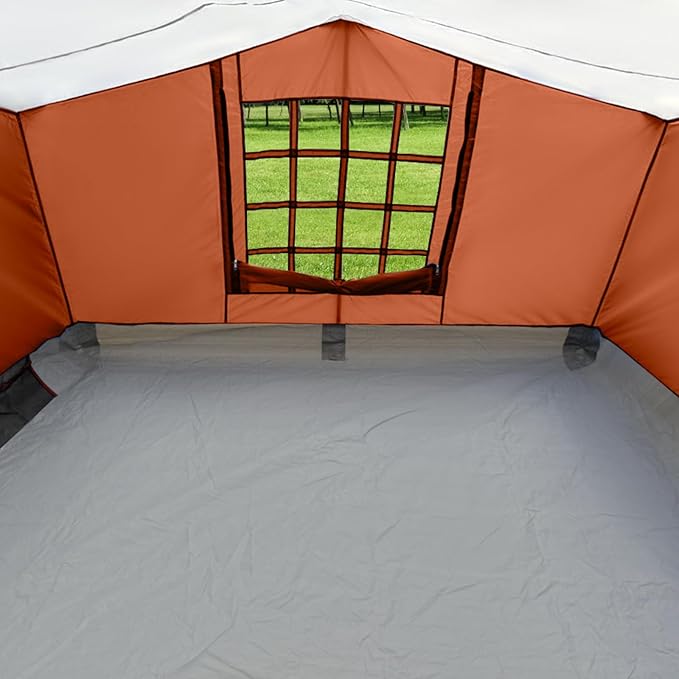 KAMPKEEPER Side Tent for 10 x 10 ft Pop Up Canopy, Easy Setup Gazebo Attachment, Camping Tent Orange (Canopy and Bracket NOT Included)