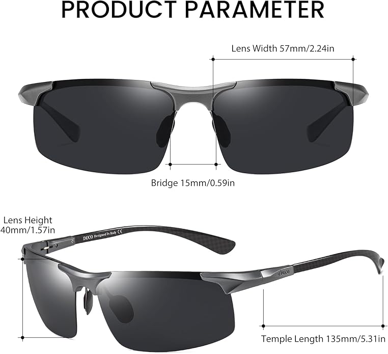 DUCO Mens Sunglasses Polarized Sports Fishing Running Driving Carbon Fiber Sunglasses for Men UV400 Protection DC8277