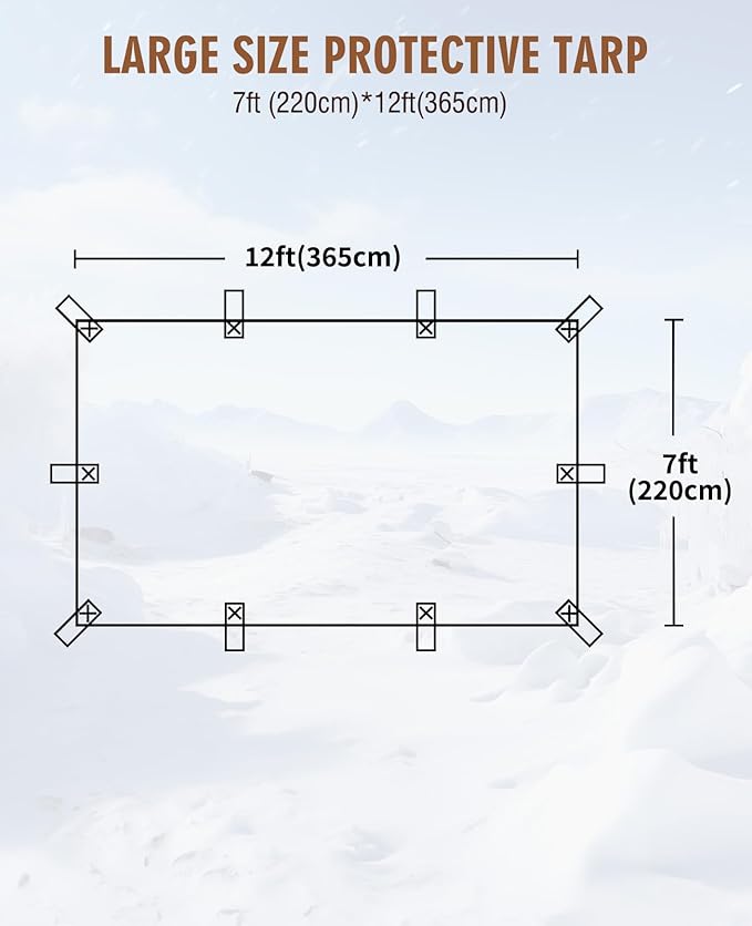 HIRALIY 20 Mil Heavy Duty Waterproof Tarp, 7x12ft Black Tarpaulin with Reinforced Webbing Loops, Multipurpose Oxford Canvas Tarp for Firewood, Roof, Camping, Pool