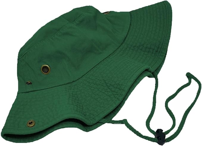 Glory Max Washed Cotton Bucket Hat with Chin Strap Fishing Sun Safari Boonie Cap