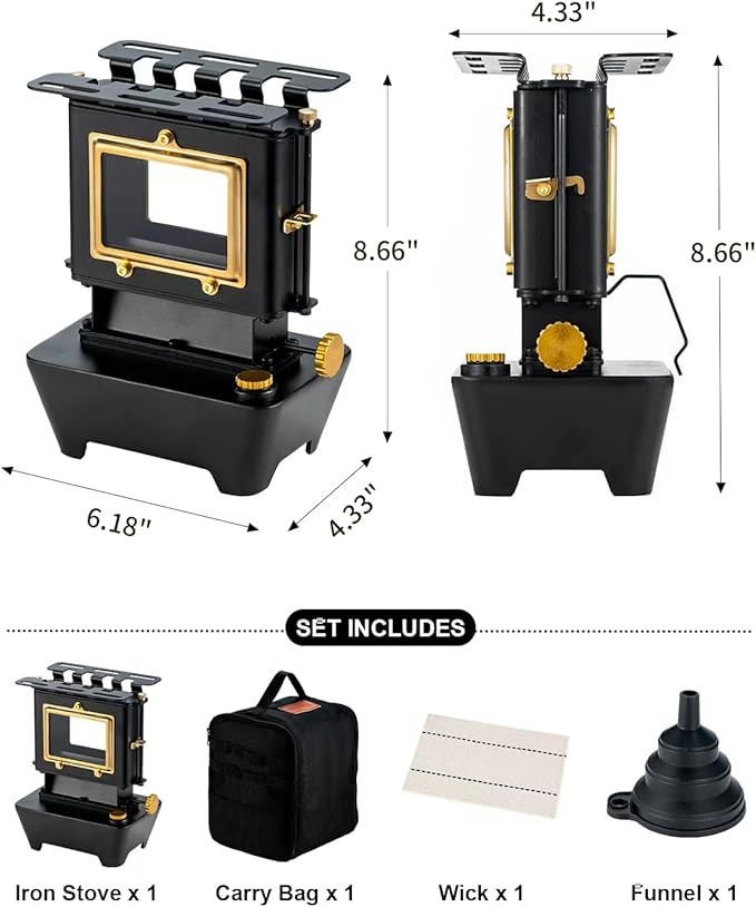 Camping Oil Lantern,Oil Lamp with Cooker Stove,Fuel Lamp for Outdoor,Portable Oil Lamp,Portable and Convenient for Heating and Cooking (Black)