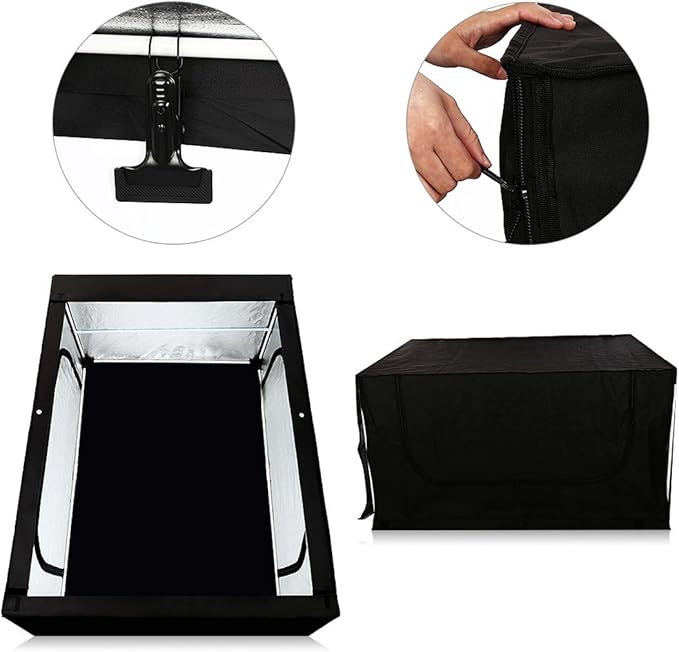 Professional Photo Light Box Large LED Dimmable Shooting Tent 47x39x78inch Photography Studio Continuous Lighting Cube Softbox Tents for Portrait Furniture Clothing Photography with 3 Colors Backdrops