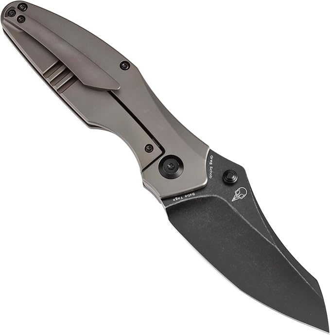 KANSEPT Baba Yaga Pocket Folding Knives for Men Women Camping Hiking Folding Knife 3.06'' Blackwash CPM 20CV Blade EDC Knife with Bronze Anodized Titanium Handle Everyday Carry K1074A6