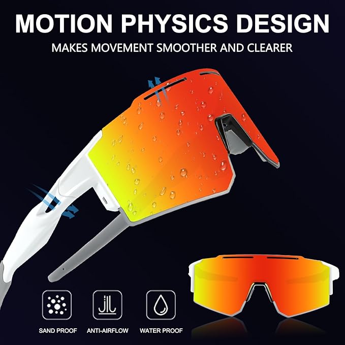 OULAIQI Cycling Sunglasses Polarized Sunglasses for Cycling Men Women with 1 Lens or 3 Interchangeable Lens Baseball Glasses