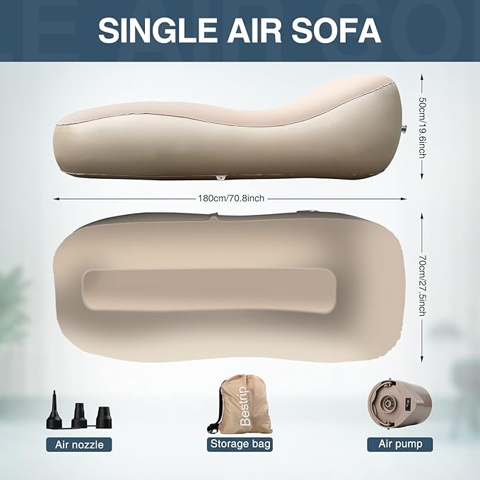 Bestrip Auto Inflatable Couch Lounger, Air Mattress Sofa Bed with Rechargeable Air Pump