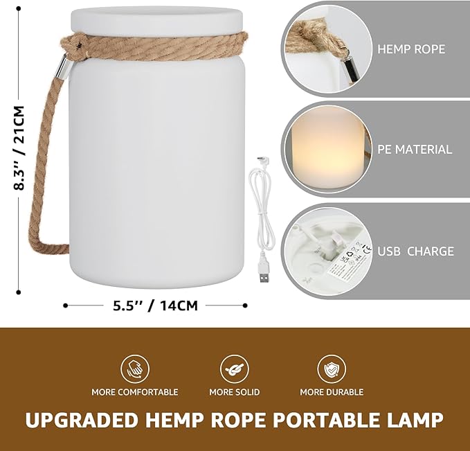 uuffoo LED Lamp Outdoor Lantern Table Lamp Cordless IP44 RGB and Warm White Dimmable for Patio Camping Restaurant Home