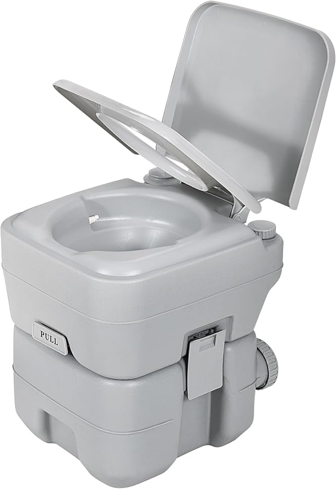 YITAMOTOR Portable Toilet, 5.3 Gallon Waste Tank, 3.2 Gallon Freshwater Tank, RV Toilet with Dual Water Flush, Ideal for Camping Toilet, RVs, Boats and Outdoor Adventures