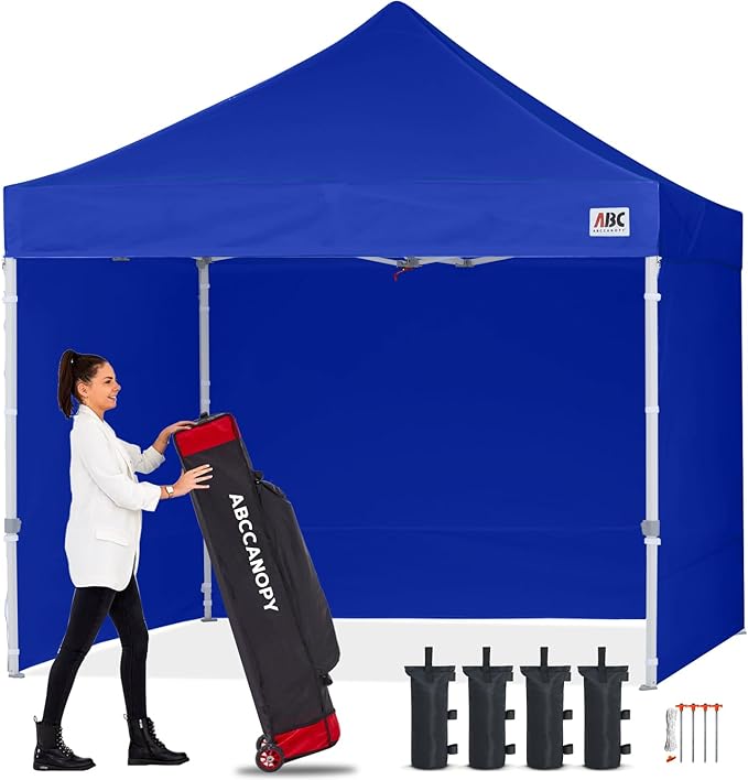 ABCCANOPY Easy Pop Up Canopy Tent with Sidewalls 10x10 Commercial -Series, Royal Blue