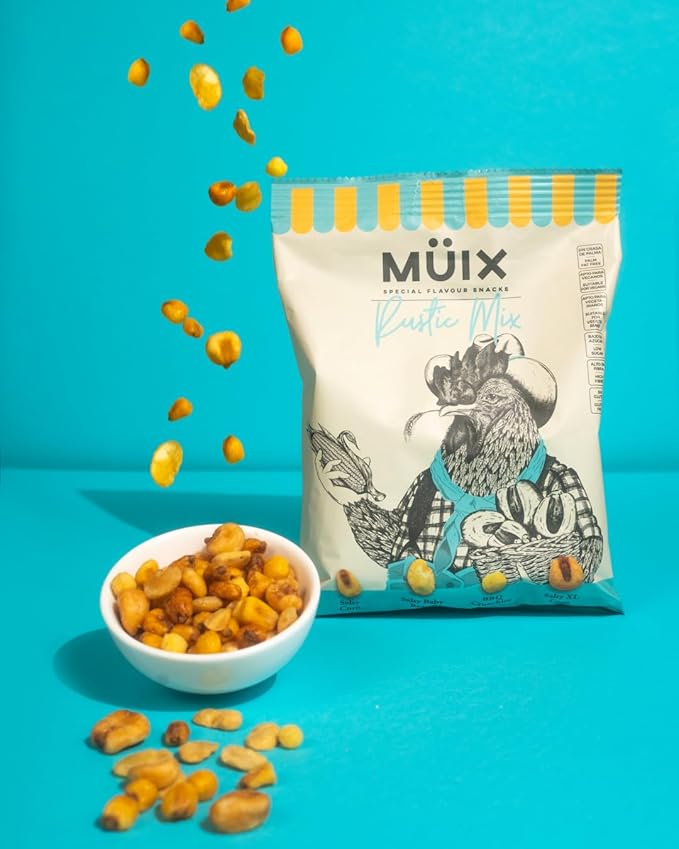 Müix Snacks, Special Flavor Trail Mix, Rustic Mix, Mix Snacks (Salty Corn, Salty Baby Beans, BBQ Crunchies, Salty XL Corn) - 2.3 Ounce Bags (Pack of 16 Bags)