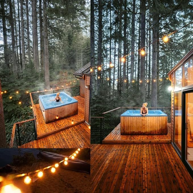 Outdoor String Lights 30ft LED Hanging Globe Patio Lights with G40 Shatterproof Bulbs(10+1 Bulbs), Waterproof Connectable Hanging Light for Indoor Outdoor Decor Garden Camping Backyard Porch