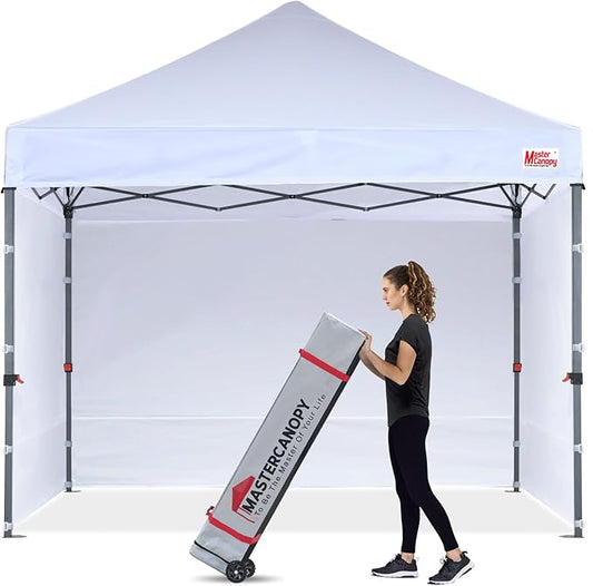 MASTERCANOPY Heavy Duty Pop-up Canopy Tent with Sidewalls (10x10,White)