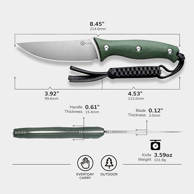 CIVIVI Stormridge C23041-3 Fixed Blade Green Micarta Nitro-V Steel Knife
