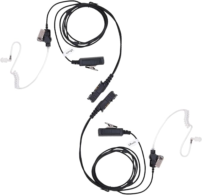 XPR 3500e 3300e Earpiece for Motorola Radio XPR3500 XPR3000 XPR3300 with Mic PTT XPR 3300 3500 3300e 3500e Walkie Talkie Headset Security Acoustic Tube Surveillance Headphone (2 PCS)