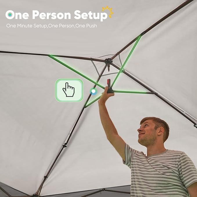 Quictent 8'x8' Pop up Canopy Tent with Netting, Auto-Close Magnetic Doors, One Person Instant Setup Screen House Room Tent Screened Waterproof (Gray)