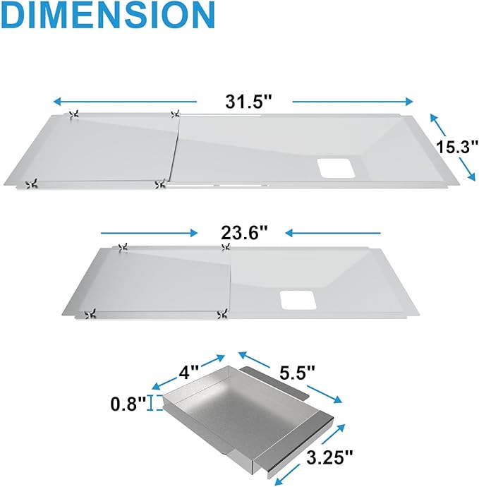 Universal Grease Tray with Catch Pan for Nexgrill Replacement Parts 720-0830H 720-0882A, Charbroil, Dyna Glo, Kenmore, Expect Grill, Drip Pan for 3/4/5 Burner Gas Grill