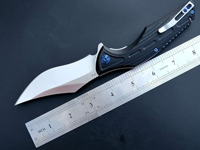 Eafengrow EF924 Folding Knife D2 Steel Blade + G10 Handle camping Knife Outdoor EDC TOOL (Black)