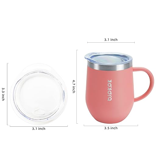 BJPKPK 2 pcs Insulated Coffee Mug, 12 oz Stainless Steel Insulated Coffee Tumbler with Lid for Hot Drinks & Cold Drinks-Light Pink