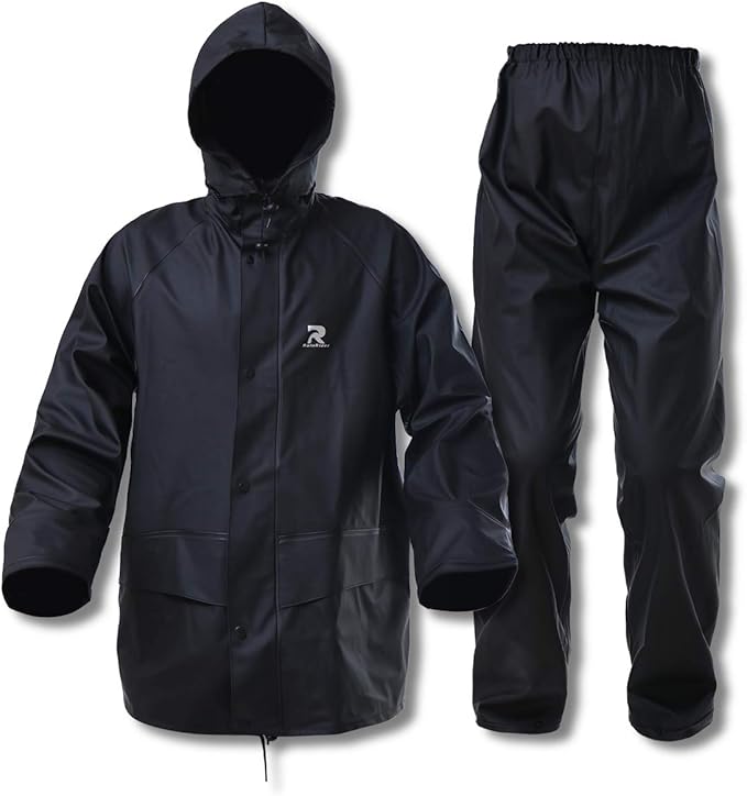RainRider Rain Suits for Men Waterproof Rain Jacket Coat Pants Heavy Duty Women Fishing Rain Gear Workwear