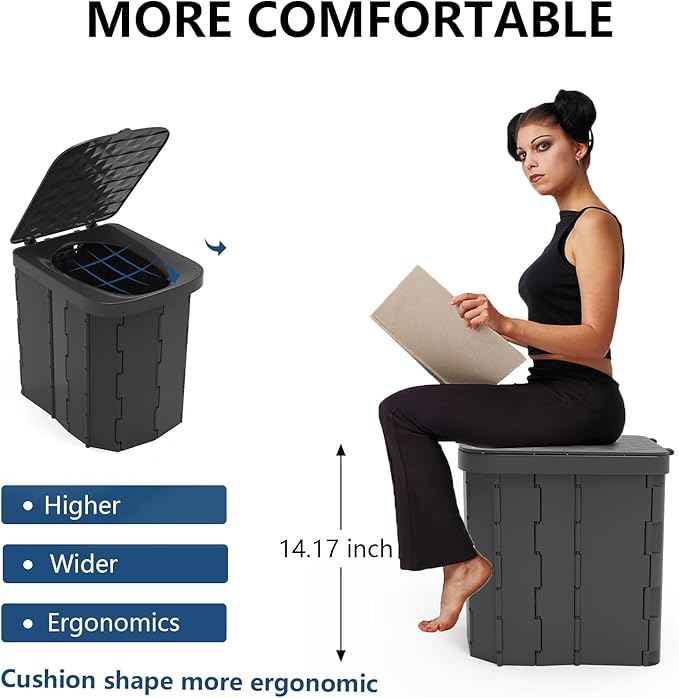 Portable Camping Toilet for Adults - Hapoon XL Portable Folding Toilet with Lid,Travel Portable Potty for Adults,Porta Potty Car Toilet