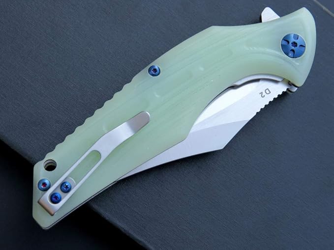 Eafengrow EF924 Folding Knife D2 Steel Blade + G10 Handle camping Knife Outdoor EDC TOOL (Jade)