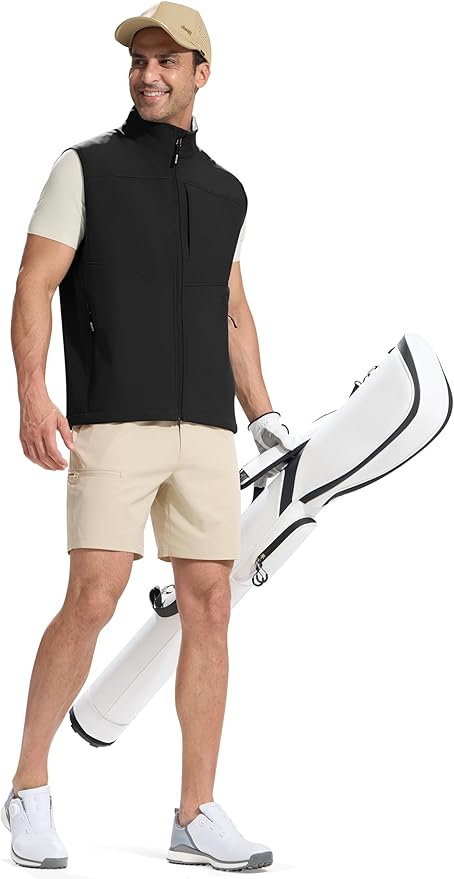 FREE SOLDIER Men's Lightweight Golf Vest Outerwear Windproof Sleeveless Softshell Jacket Running Vest