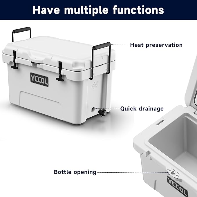 48 Quart Cooler with 72 Hours Ice Retention, Large Insulated Cooler with Built-in Bottle Opener & Drain Plug, Duty Outdoor Cooler for Camping, Beach, Picnic, Fishing, Barbecue