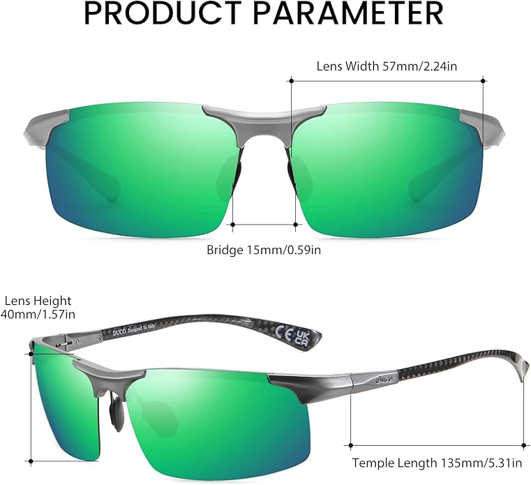 DUCO Mens Sunglasses Polarized Sports Fishing Running Driving Carbon Fiber Sunglasses for Men UV400 Protection DC8277