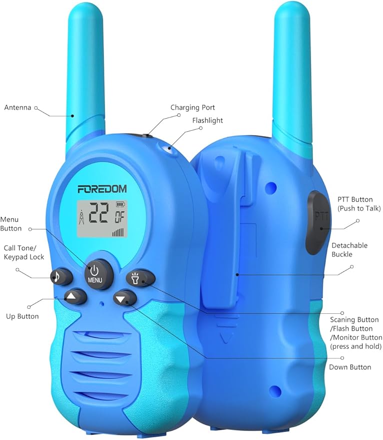 FOREDOM Rechargeable Walkie Talkies for Kids Walkie Talkies Long Range for Boy & Girl Age 3 to 12 Year Old Birthday Toys - 3 Pack