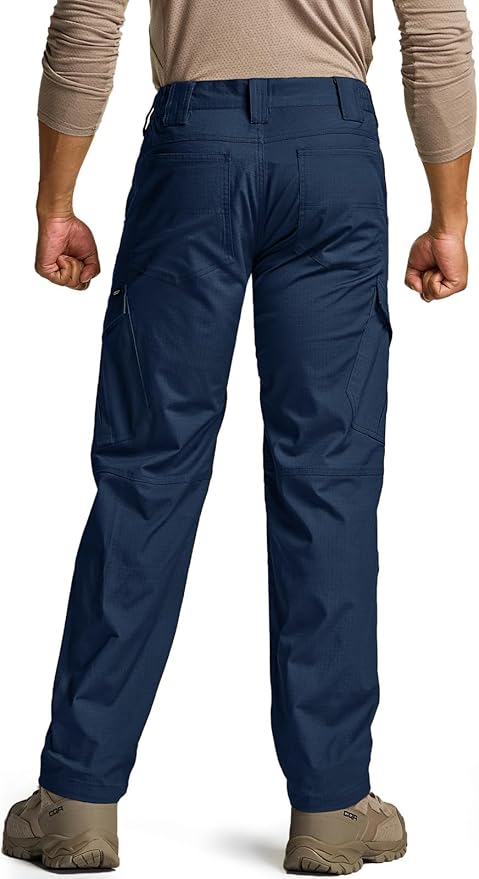 CQR Men's Flex Ripstop Tactical Pants, Water Resistant Stretch Cargo Pants, Lightweight EDC Hiking Work Pants