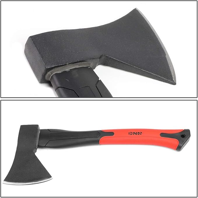 DNA MOTORING 15.3" Axe, Ideal Wood/Tree Chopping, Heat Treated Alloy Steel and Fiberglass Handle, 1 Axe