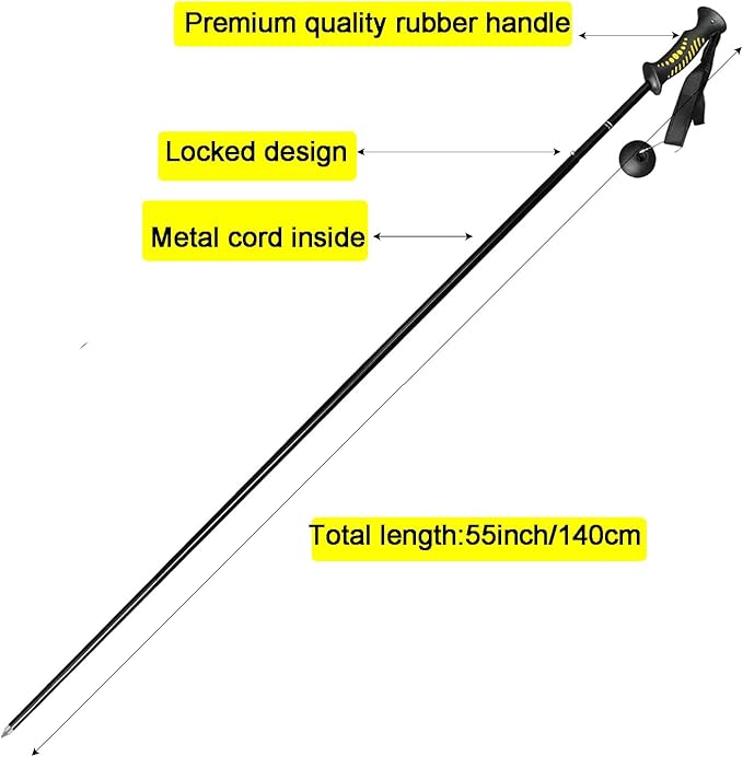 Aventik Fold-able Wading Staff Water Depth Safety Warning Sign Coated Stainless Steel Core T7075 Aluminum Body Corrosion Resistance