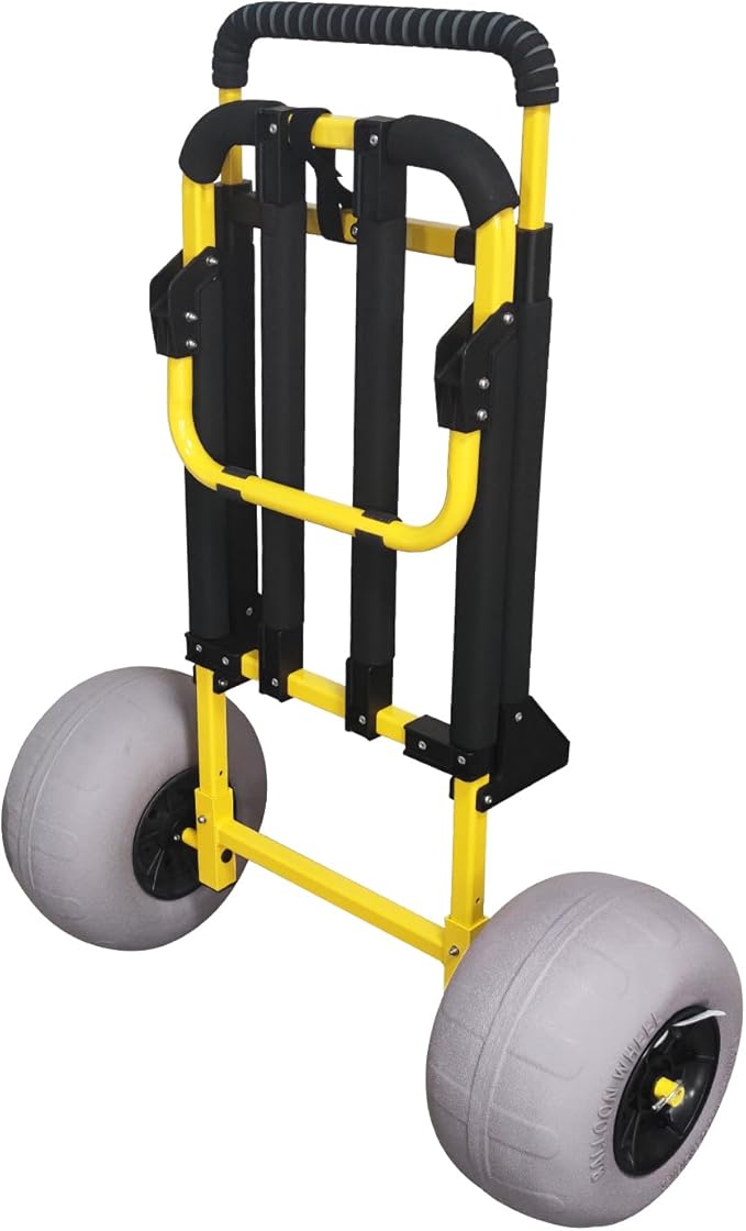 Beach Trolley Cart, Foldable Heavy-Duty Beach Wagon Cart with 12 Inch Wheels for All-Terrain Outdoor Camping