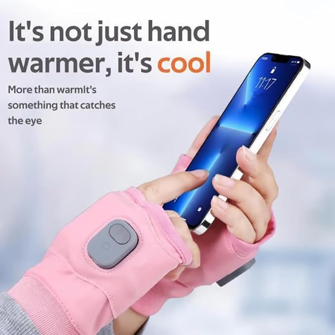 ZRW Portable Heated Gloves with Digital Display, Rechargeable Smart Thermostatic Fingerless Gloves