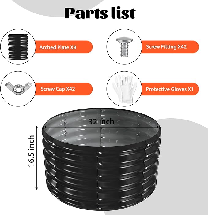 32 Inch Round Galvanized Fire Pit Ring/Fire Ring - Foldable and Perfect for Outdoor Gatherings and Campfires in The Yard/Garden/Park/Beach (Black+Gray, 2.7 FT Diameter+1.5 FT Tall)