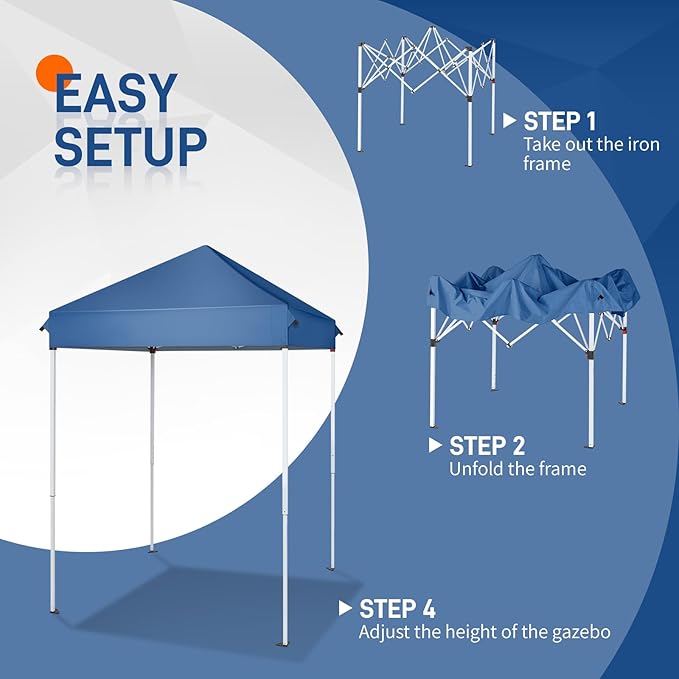 Outvita 5x5 Pop Up Canopy Tent, Ez Up Outdoor Canopy Tent Instant Shelter with Carry Bag Straight Legs Patio Balcony Porch Backyard Garden