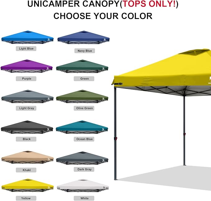 10x10 Pop Up Canopy Replacement Top Cover with Air Vent for Straight Leg Canopy Tent, Waterproof for Outdoor Garden Patio Camping Sun Shade(Top Only) (Yellow, 1)