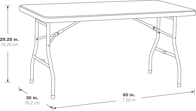 Office Star Resin Multipurpose Rectangle Folding Table for Indoor or Outdoor Use, 5 Feet Light Gray