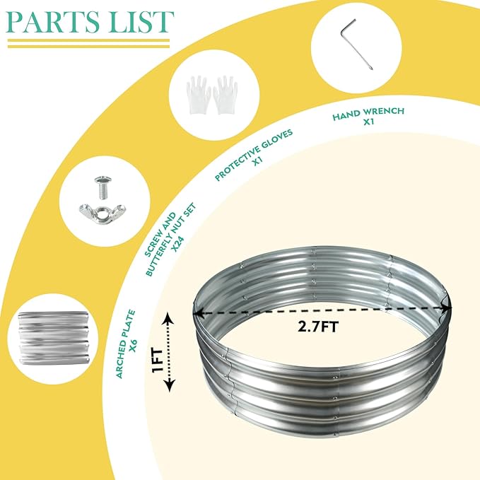 32 Inch Diameter Round Galvanized Fire Pit Ring/Fire Ring - Foldable and Perfect for Outdoor Gatherings and Campfires in The Yard/Garden/Park/Beach (Silver, 2.7 FT Diameter)