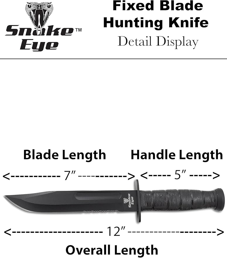 Snake Eye Tactical Heavy Duty Fixed Blade-Hunting Camping & Outdoor Knife (BKSB)