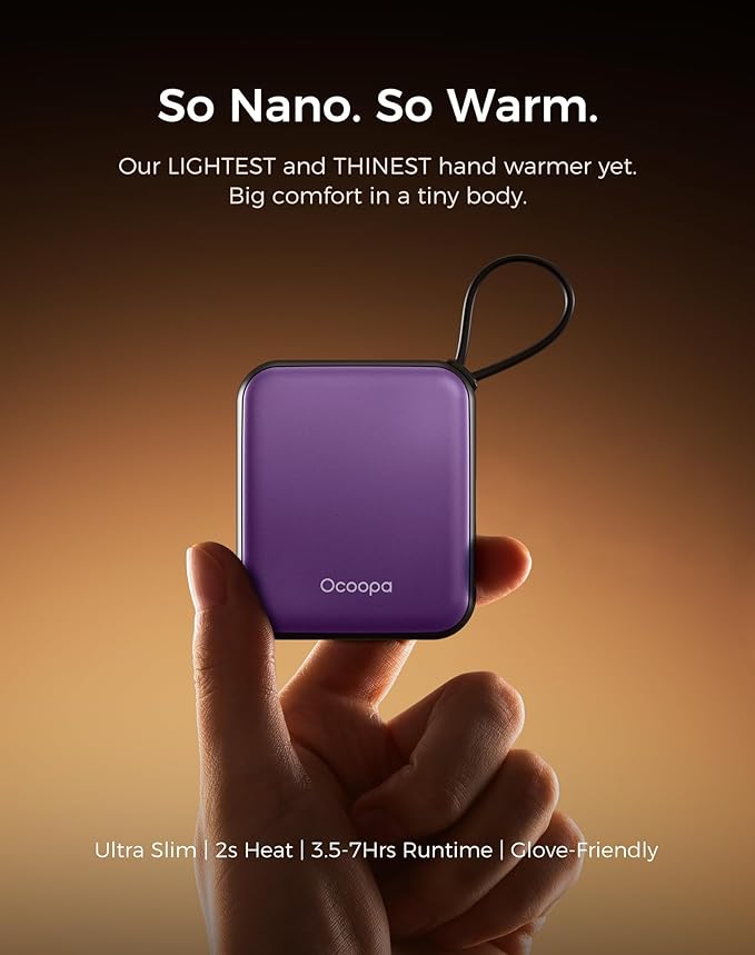 OCOOPA Hand Warmers Rechargeable - Stylish Electric Handwarmers, 2S Heating Heated Gloves for Women, Handheld Heater Portable, UL Certified, Christmas Essentials, Unique Gifts, UT5 Nano