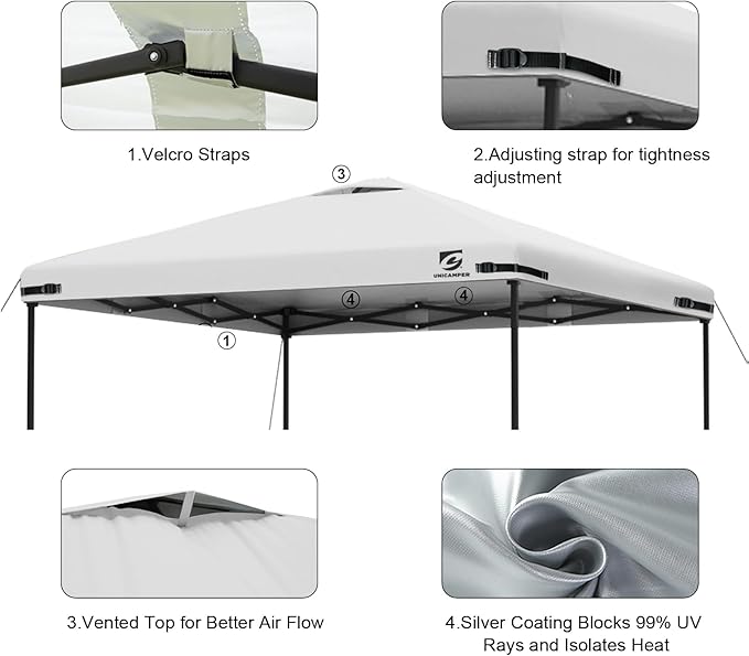 10x10 Pop Up Canopy Replacement Top Cover with Air Vent for Straight Leg Canopy Tent, Waterproof for Outdoor Garden Patio Camping Sun Shade(Top Only) (Grayish White, 1)