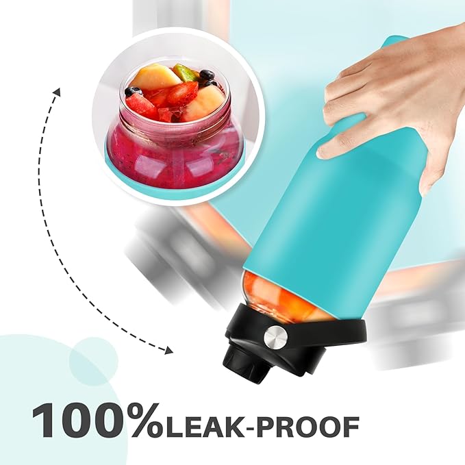 PROBTTL Glass Water Bottles 32 oz, 1 Liter Glass Tumbler, Borosilicate Water Bottle with Straw, Silicone Sleeve, 2 Lids - Handle Spout & Bamboo Straw Lid, Fits Car Cup Holder(AQUA)