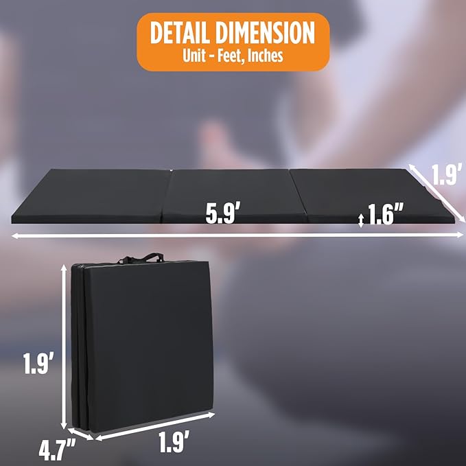 Gymnastics Mats Foldable Tumbling Mats Portable Gymnastics Exercise Mat 2'x6'/2.5'x6.4'/4'x6'/4'x8'/4'x10'/ Gymnastics Tumbling Mats Pad Home Exercise Panel Mat With Carrying Handles