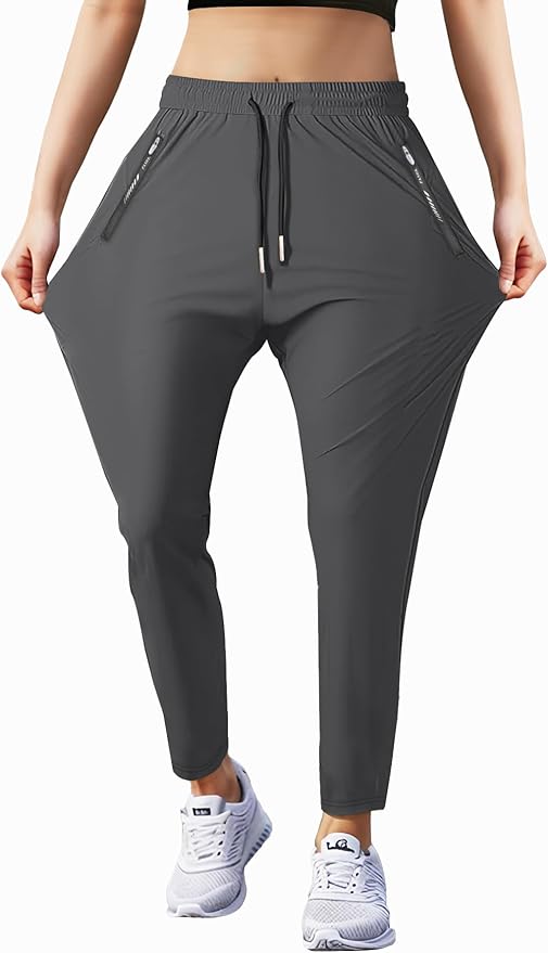 Women's Outdoor Hiking Pants Lightweight Comfortable Breathable Quick Dry Stretchy Running Athletic Pants with Zipper Pocket