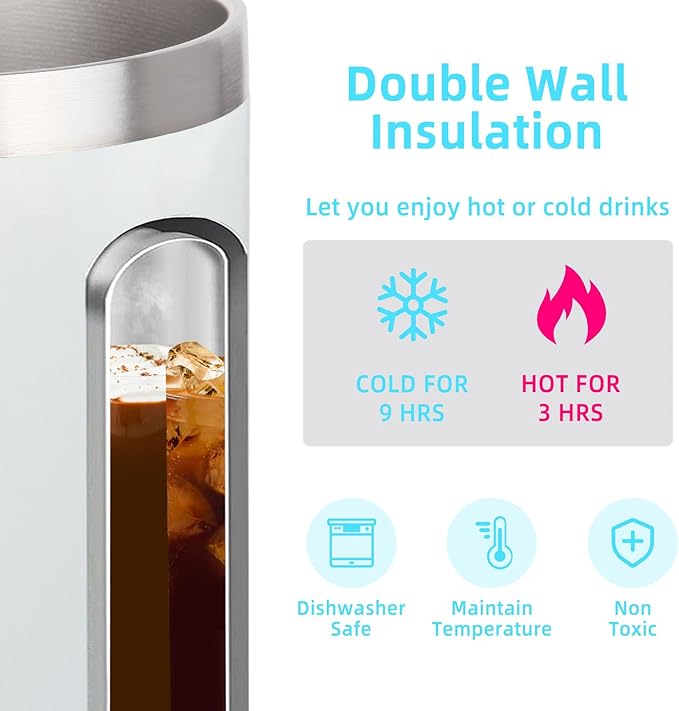 Volhoply 14oz sublimation Insulated Stainless Steel Coffee Mug with Lid Bulk 4 Pack,Double Wall Vacuum Travel Coffee Cup with Handle,Reusable Metal Cups Tumbler,Camping Mugs Keep Hot(Sublimation,4)