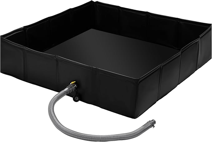 MABOZOO Portable Shower Pan, 41" x 41" x 10" Outdoor Shower Base Foldable Shower Base with Drain Pipe Camping Shower Mat for Indoor & Outdoor