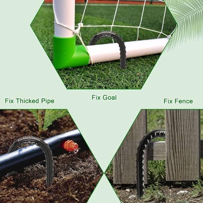 FEED GARDEN 16 Inch 16 Pack Rebar Stakes Heavy Duty J Hook, Galvanized Steel Ground Stakes Tent Stakes Ground Anchors, Chain Link Fence Stakes, Trampoline Stakes, Black